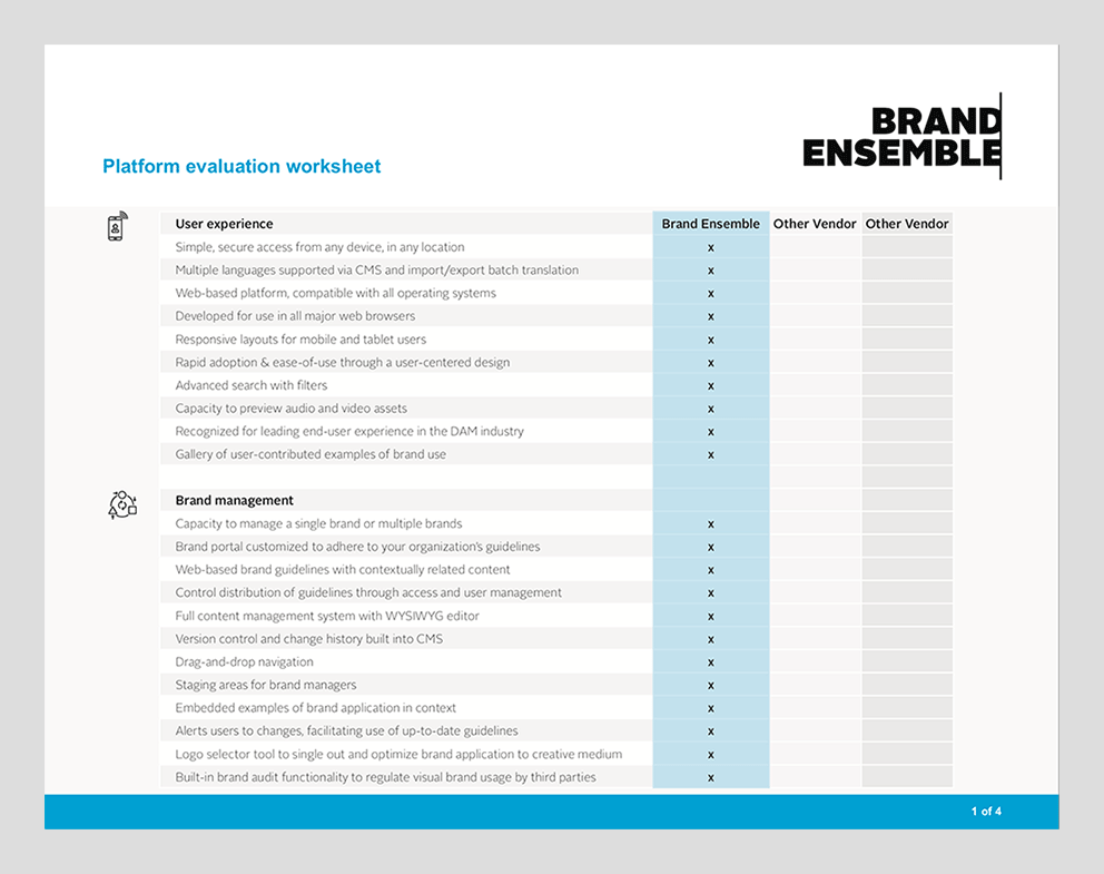 Platform evaluation worksheet